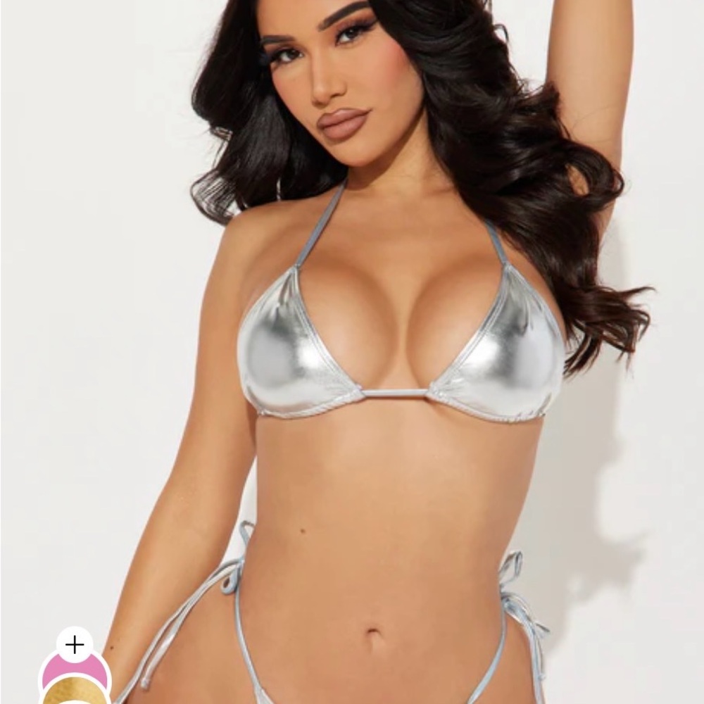 Fashion Nova Shimmering Silver Bikini